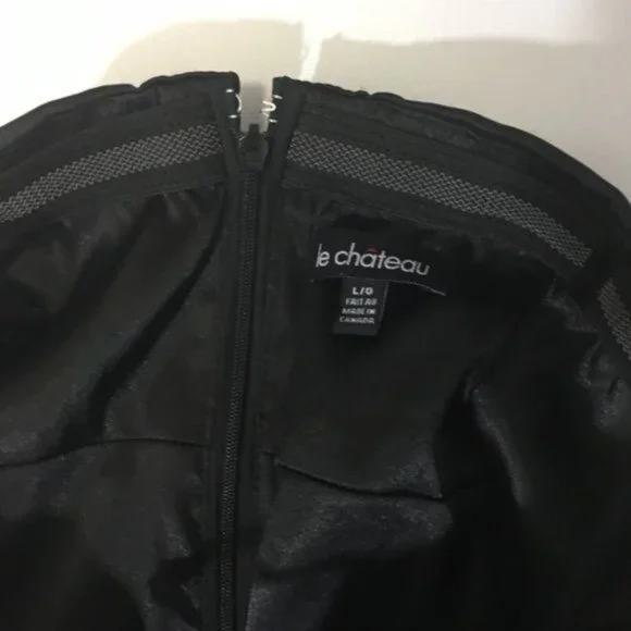 Le Château satin strapless ruched cocktail dress L - Picture 7 of 7